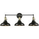 Metro 3 Light 36.63 inch Black Antique Brass Bath Vanity Light Wall Light