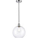 Edison Athens LED 10 inch Polished Chrome Mini Pendant Ceiling Light in Clear Glass