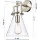 Downtown Urban Newton Cone Armed Sconce Wall Light in Polished Nickel, Plated Smoke Glass