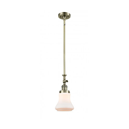 Franklin Restoration Bellmont LED 7 inch Antique Brass Mini Pendant Ceiling Light in Matte White Glass, Franklin Restoration