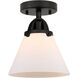 Nouveau 2 Large Cone LED 7.75 inch Matte Black Semi-Flush Mount Ceiling Light in Matte White Glass