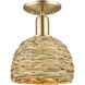 Arcadia Woven Rattan 1 Light 8 inch Champagne Bronze Semi-Flush Mount Ceiling Light