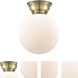 Aditi X-Large Beacon 1 Light 10 inch Antique Brass Flush Mount Ceiling Light in Incandescent, Matte White Glass, Aditi