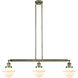 Franklin Restoration Small Oxford 3 Light 40 inch Antique Brass Island Light Ceiling Light in Incandescent, Matte White Glass, Franklin Restoration