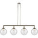 Franklin Restoration X-Large Beacon 4 Light 54 inch Polished Nickel Island Light Ceiling Light in Seedy Glass, Franklin Restoration