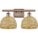 Woven Rattan 2 Light 18 inch Antique Copper Bath Vanity Light Wall Light