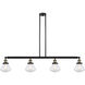 Franklin Restoration Olean 4 Light 51.38 inch Black Antique Brass Island Light Ceiling Light in Seedy Glass, Franklin Restoration