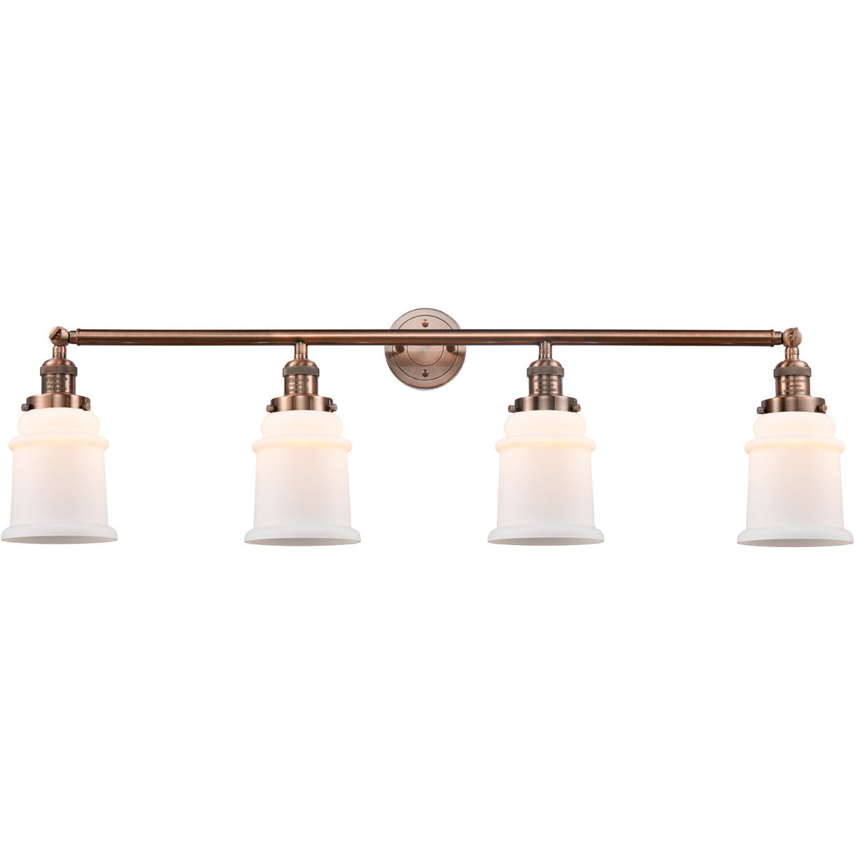 Franklin Restoration Canton 4 Light 42 inch Antique Copper Bath Vanity Light Wall Light in Matte White Glass, Franklin Restoration