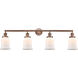 Franklin Restoration Canton 4 Light 42 inch Antique Copper Bath Vanity Light Wall Light in Matte White Glass, Franklin Restoration