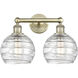 Athens Deco Swirl 2 Light 17 inch Antique Brass Bath Vanity Light Wall Light in Clear Deco Swirl Glass