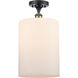Ballston Large Cobbleskill 1 Light 9 inch Black Antique Brass Semi-Flush Mount Ceiling Light in Matte White Glass, Ballston