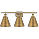 Ballston Cone 3 Light 28 inch Brushed Brass Bath Vanity Light Wall Light