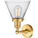 Franklin Restoration Large Cone LED 8 inch Satin Gold Sconce Wall Light in Clear Glass, Franklin Restoration