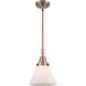 Franklin Restoration Large Cone LED 8 inch Antique Copper Mini Pendant Ceiling Light in Matte White Glass