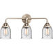 Nouveau 2 Small Bell LED 23 inch Black Antique Brass Bath Vanity Light Wall Light in Seedy Glass