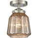 Nouveau Chatham LED 6 inch Brushed Satin Nickel Semi-Flush Mount Ceiling Light in Mercury Glass, Nouveau