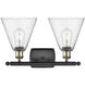 Ballston Ballston Cone LED 18 inch Black Antique Brass and Matte Black Bath Vanity Light Wall Light in Seedy Glass
