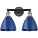 Plymouth Dome 2 Light 16.5 inch Black Antique Brass Bath Vanity Light Wall Light in Blue