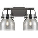 Pilaster II Bell 2 Light 17 inch Matte Black Bath Vanity Light Wall Light in Plated Smoke Glass