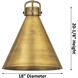 Newton Cone 1 Light 18 inch Brushed Brass Stem Hung Pendant Ceiling Light