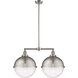 Franklin Restoration Hampden 2 Light 18 inch Brushed Satin Nickel Island Light Ceiling Light in Matte White Glass