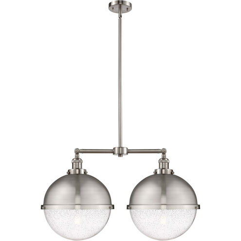 Franklin Restoration Hampden 2 Light 18 inch Brushed Satin Nickel Island Light Ceiling Light in Matte White Glass