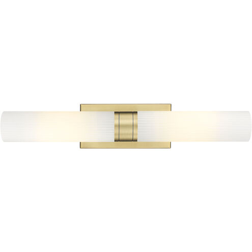 Ballston Urban 2 Light 24 inch Brushed Brass Bath Vanity Light Wall Light in Striped White Glass