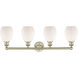 Eaton 4 Light 32.5 inch Antique Brass and Matte White Bath Vanity Light Wall Light