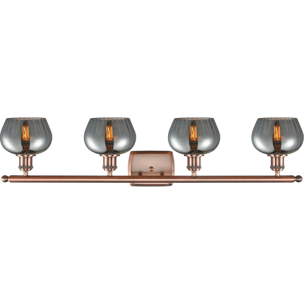 Ballston Fenton LED 36 inch Antique Copper Bath Vanity Light Wall Light in Plated Smoke Glass, Ballston