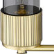 Bolivar 3 Light 20.5 inch Brushed Brass Bath Vanity Light Wall Light in Light Smoke Glass
