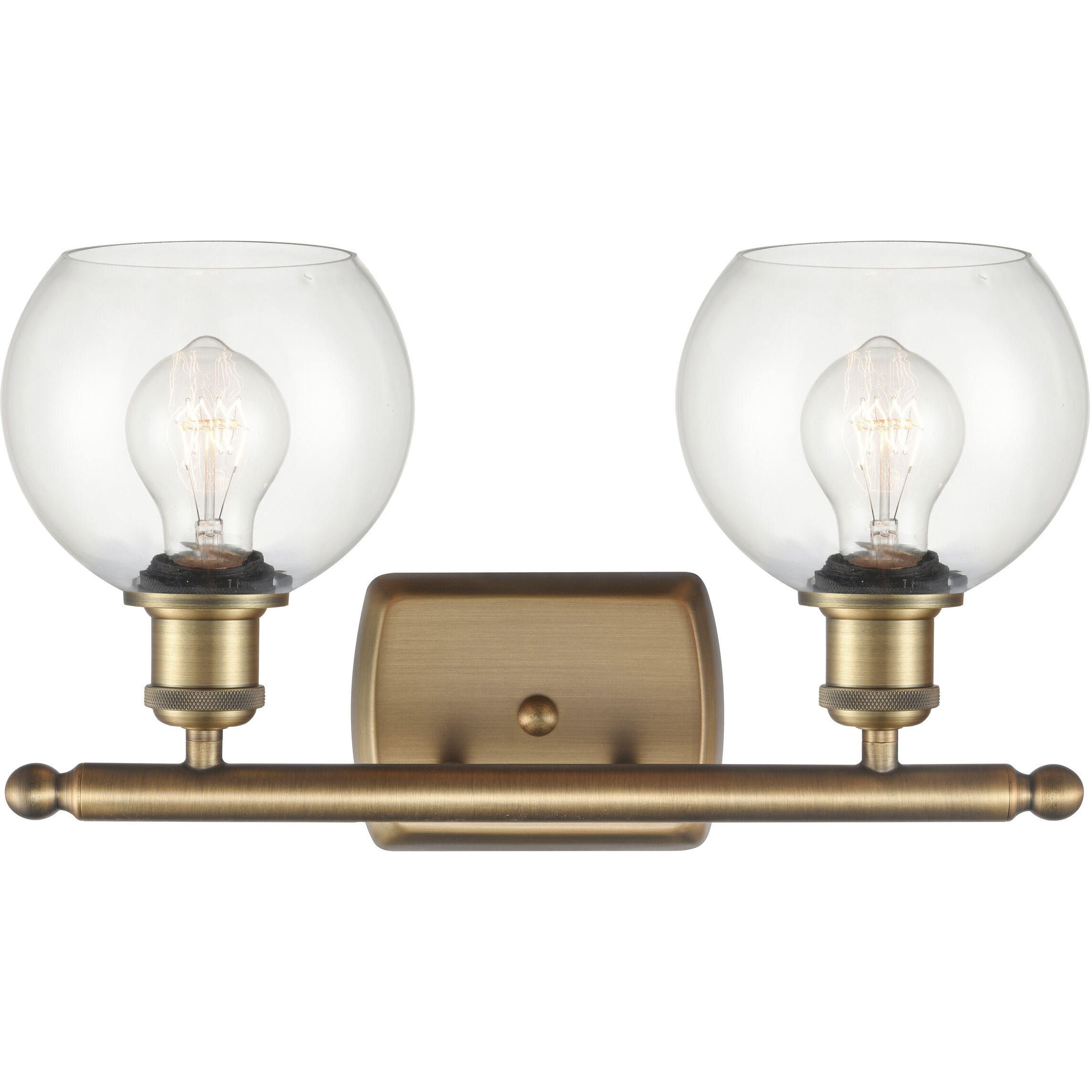 Ballston Athens 2 Light 16 inch Brushed Brass Bath Vanity Light Wall Light in Clear Glass