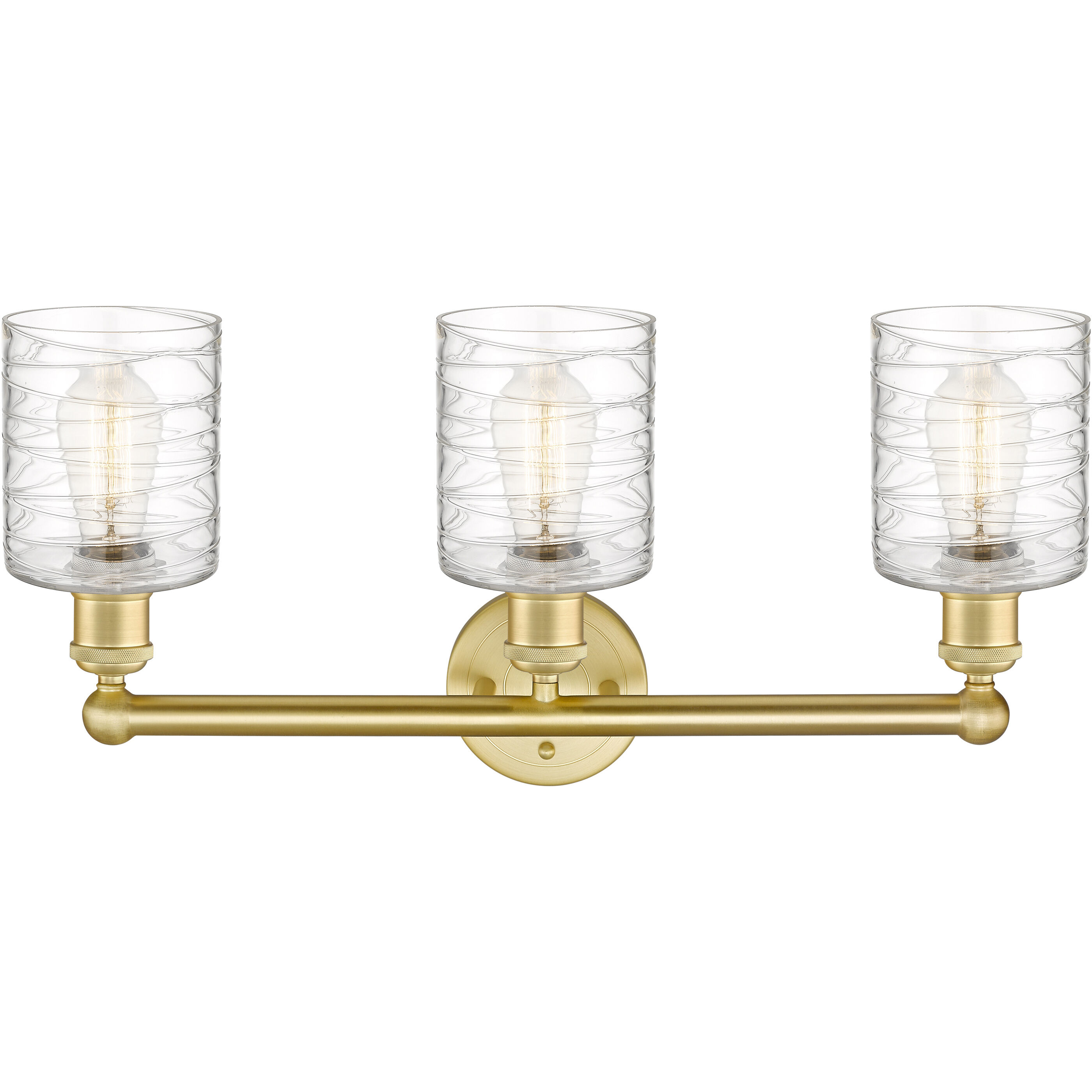 Cobbleskill 3 Light 23 inch Satin Gold Bath Vanity Light Wall Light in Deco Swirl