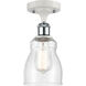 Ballston Ellery 1 Light 5 inch White and Polished Chrome Semi-Flush Mount Ceiling Light in Seedy Glass, Ballston