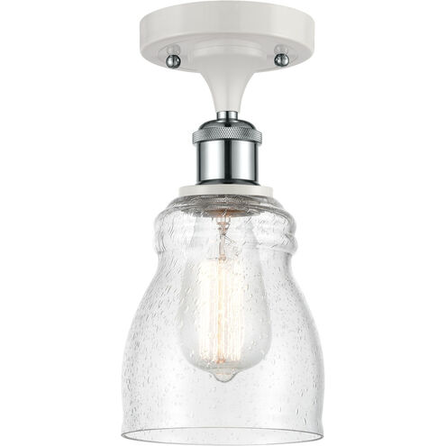 Ballston Ellery 1 Light 5 inch White and Polished Chrome Semi-Flush Mount Ceiling Light in Seedy Glass, Ballston