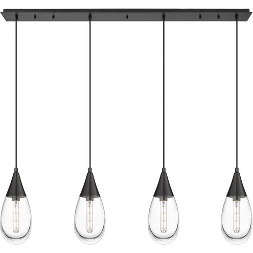 Malone 4 Light 49.75 inch Matte Black Linear Pendant Ceiling Light in Clear Glass
