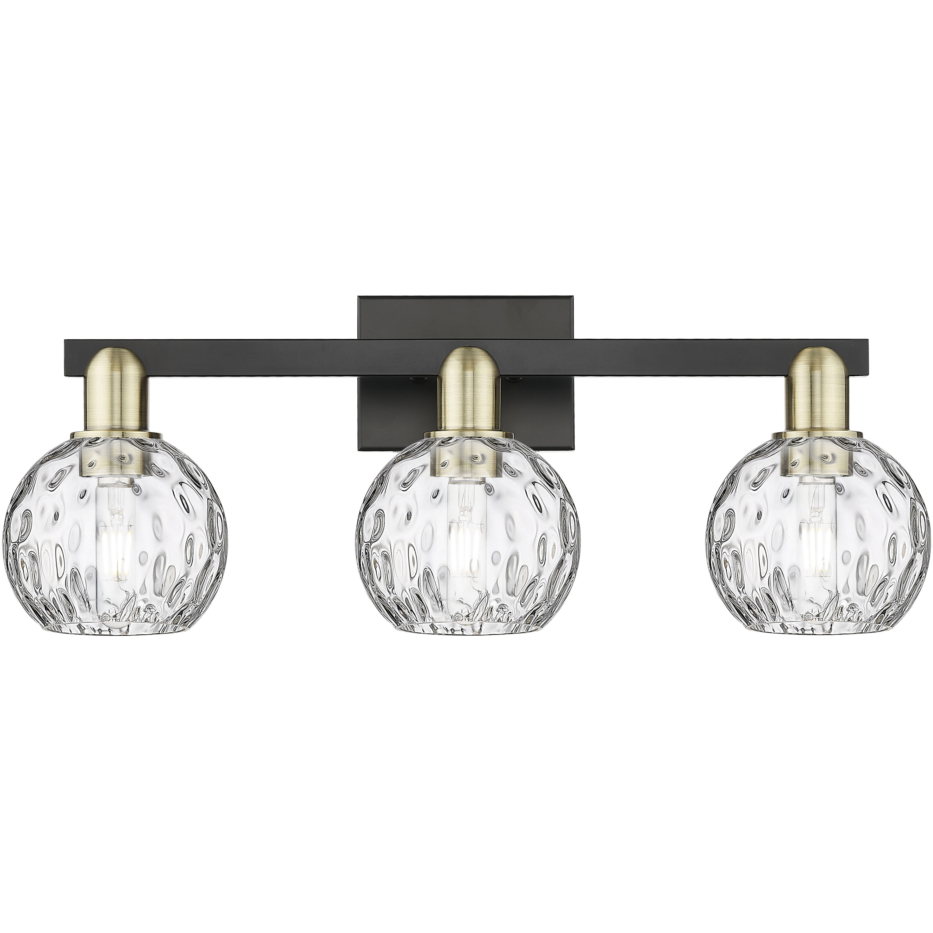 Arcadia Athens Water Glass 3 Light 25 inch Black Antique Brass Bath Vanity Light Wall Light