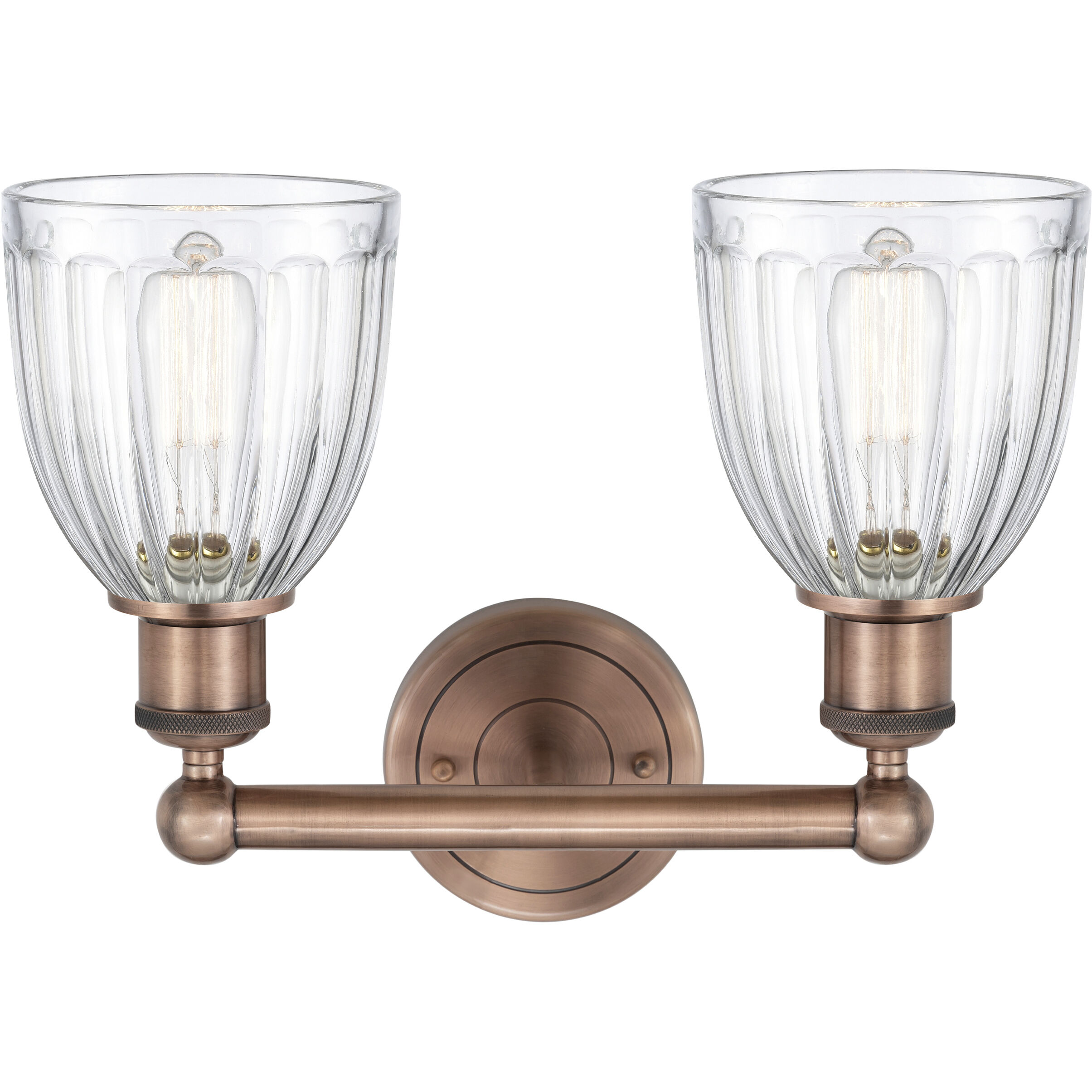 Brookfield 2 Light 14.75 inch Antique Copper Bath Vanity Light Wall Light in Clear