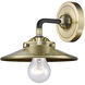 Nouveau Railroad LED 8 inch Black Antique Brass Sconce Wall Light, Nouveau