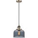 Franklin Restoration Bell 1 Light 8 inch Antique Brass Mini Pendant Ceiling Light in Incandescent, Plated Smoke