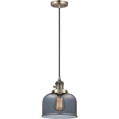 Franklin Restoration Bell 1 Light 8 inch Antique Brass Mini Pendant Ceiling Light in Incandescent, Plated Smoke