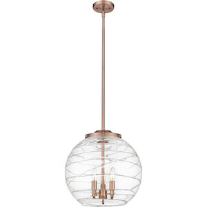 Ballston Athens Deco Swirl 3 Light 15.75 inch Antique Copper Statement Pendant Ceiling Light in Incandescent, Clear Deco Swirl