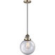 Franklin Restoration Beacon LED 8 inch Antique Brass Mini Pendant Ceiling Light in Clear