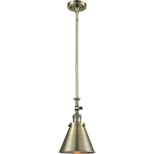 Franklin Restoration Appalachian 1 Light 8 inch Antique Brass Mini Pendant Ceiling Light in Incandescent, Franklin Restoration