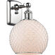 Ballston Farmhouse Chicken Wire LED 8 inch Polished Chrome Sconce Wall Light in White Glass with Nickel Wire, Ballston