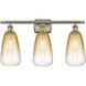 Ballston Brookhaven Almond 3 Light 26 inch Antique Brass Bath Vanity Light Wall Light in Amber Glass