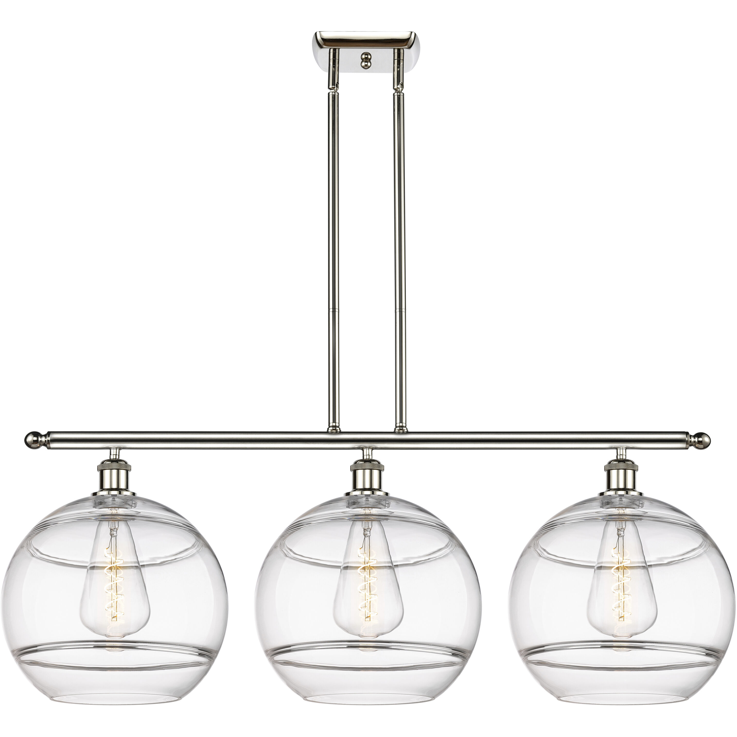 Ballston Rochester 3 Light 38.5 inch Polished Nickel Stem Hung Island Light Ceiling Light