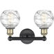 Athens Deco Swirl 2 Light 15 inch Black Antique Brass Bath Vanity Light Wall Light in Clear Deco Swirl