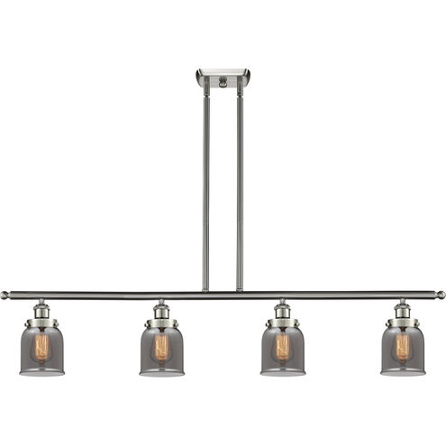 Ballston Small Bell 4 Light 48 inch Brushed Satin Nickel Island Light Ceiling Light in Plated Smoke Glass, Ballston