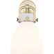 Downtown Urban Newton Bell Armed Sconce Wall Light in Brushed Brass, Matte White
