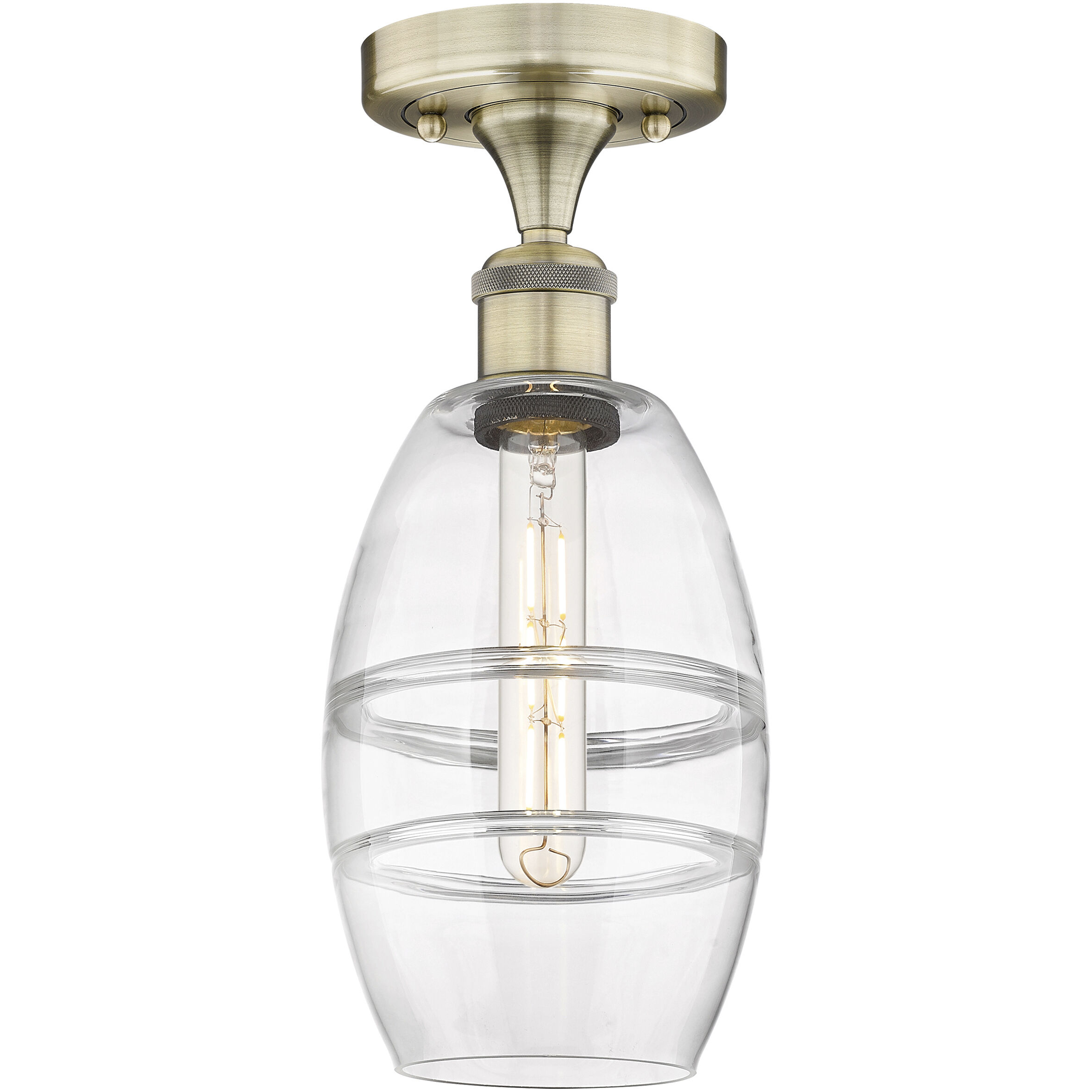 Edison Vaz 1 Light 5.88 inch Antique Brass Semi-Flush Mount Ceiling Light